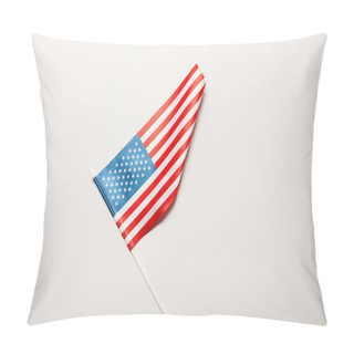 Personality  Top View Of National Usa Flag On White Background With Copy Space Pillow Covers