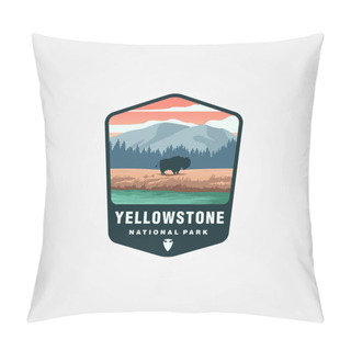 Personality  Yellowstone National Park Logo Design, United States National Park Sticker Patch Illustration Design Pillow Covers