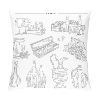 Personality  Wine And Grapes, Hand Drawn Pillow Covers