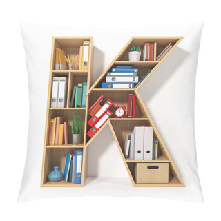Personality  Letter K. Alphabet In The Form Of Shelves With File Folder, Bind Pillow Covers