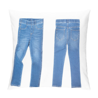 Personality  Blue Jeans Isolated On White Pillow Covers