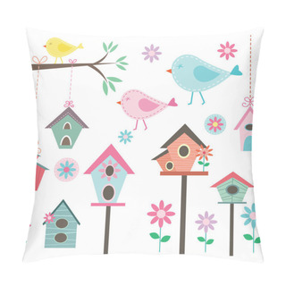 Personality  Little Bird,Bird Houses,Birds And Flowers,Branches, Collections Pillow Covers