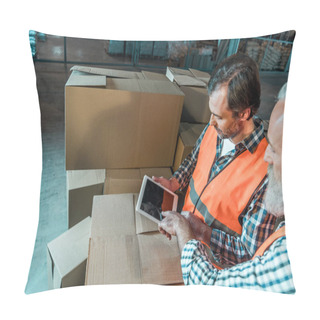 Personality  Warehouse Workers With Digital Tablet Pillow Covers