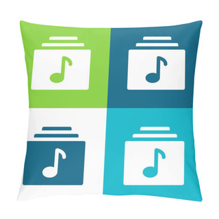 Personality  Album Flat Four Color Minimal Icon Set Pillow Covers