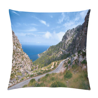 Personality  Beautiful Picturesque Winding Road Of Spain Summer Coast And Mediterranean Sea With Tunnel. Pillow Covers