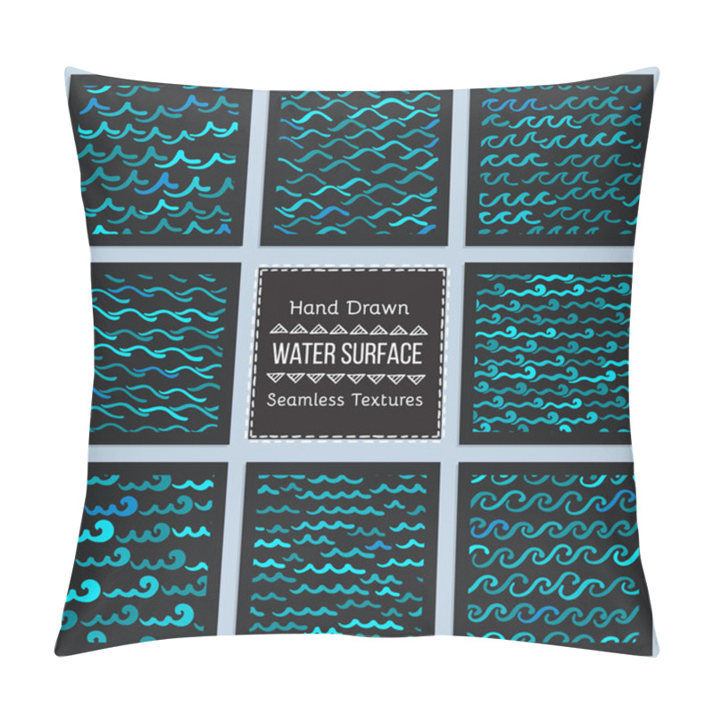Personality  Set of hand drawn vector textures of water surface pillow covers