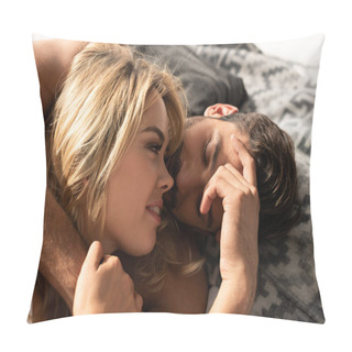 Personality  Beautiful Tender Couple Hugging In Bed In The Morning  Pillow Covers