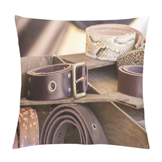 Personality  Leather Belts Pillow Covers
