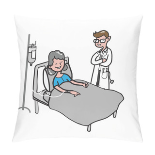 Personality  Doctor With Old Woman Patient Pillow Covers