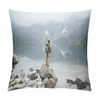 Personality  Adventure Man Hiking Wilderness Mountain With Backpack Pillow Covers