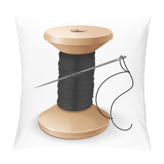 Personality  Reel With Black Thread And Needle Pillow Covers