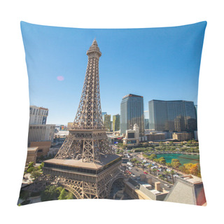 Personality  Eiffel Tower At Paris Casino Aerial View From Ballys Hotel At Sunny Morning Pillow Covers