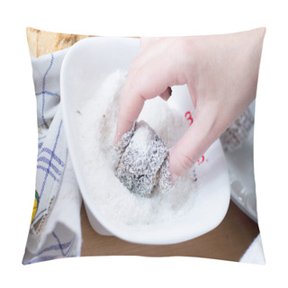Personality  Female Hands Making Brownies With Coconut Flour Pillow Covers
