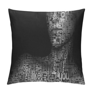 Personality  The Face Of Letters And A Set Of Words. Art Photo. Pillow Covers