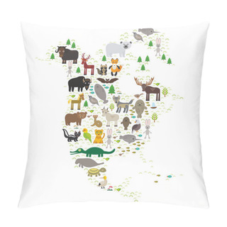 Personality  Bison Bat Manatee Fox Elk Horse Wolf Partridge Fur Seal Polar Bear Pit Viper Snake Mountain Goat Raccoon Eagle Skunk Parakeet Jaguar Hare Narwhal Elk Grizzly Gannet Muskox Turtle Alligator. Vector Pillow Covers