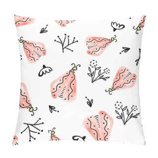 Personality  Cute Watercolor Doodle Moths With Botanicals Vector Seamless Pattern Pillow Covers