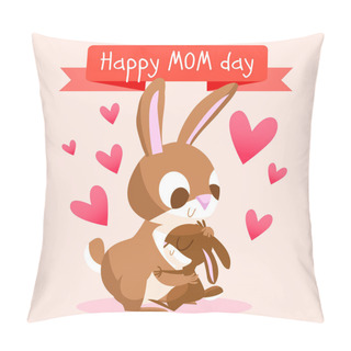 Personality  Happy Mothers Day With Rabbits Pillow Covers