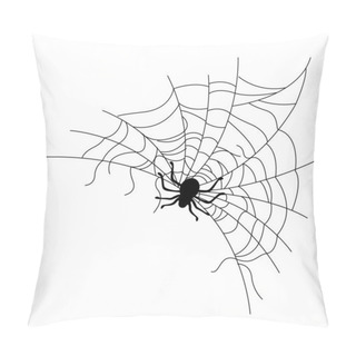 Personality  Set Of Spider Web Of Different Shapes With Black Spiders Isolated Pillow Covers