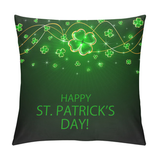 Personality  Clover Leaves On Patricks Day Background Pillow Covers