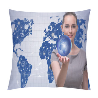 Personality  Woman In Global Travel Concept Pillow Covers