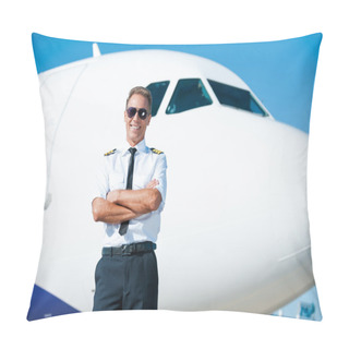 Personality  Pilot In Uniform Keeping Arms Crossed Pillow Covers