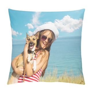 Personality  Child And Dog And Sea Pillow Covers