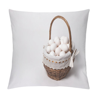 Personality  Easter Wicker Basket From A Natural Vine With Eggs. Beautifully Designed Baskets In A Minimalist Style. Pillow Covers