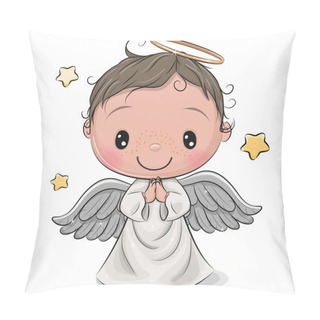 Personality  Cartoon Christmas Angel Boy Isolated On White Background Pillow Covers