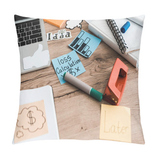 Personality  Letters On Sticky Notes Near Marker Pen And Laptop  Pillow Covers