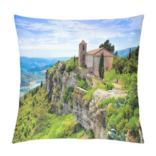 Personality  View Of The Romanesque Church Of Santa Maria De Siurana In Catalonia Pillow Covers