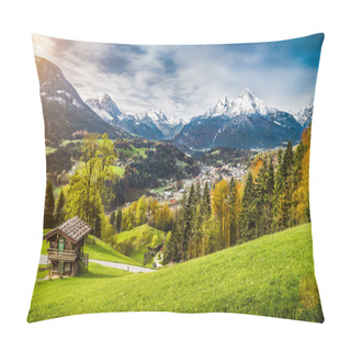 Personality  Idyllic Mountain Landscape In The Alps Pillow Covers