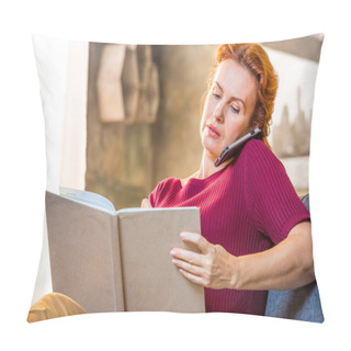 Personality  Woman Talking On Mobile Phone Pillow Covers