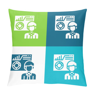 Personality  Analysing Flat Four Color Minimal Icon Set Pillow Covers