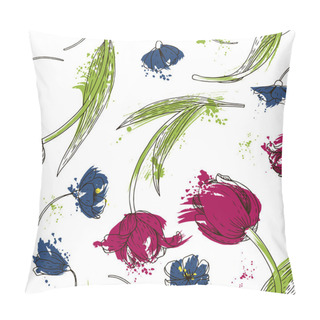 Personality  Floral Seamless Pattern With Tulips Pillow Covers
