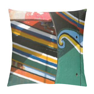 Personality  Colorful Traditional Fisherman Boats. Pillow Covers