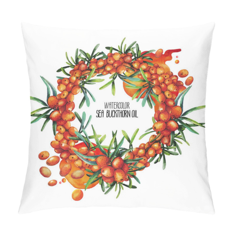 Personality  Watercolor sea buckthorn wreath pillow covers