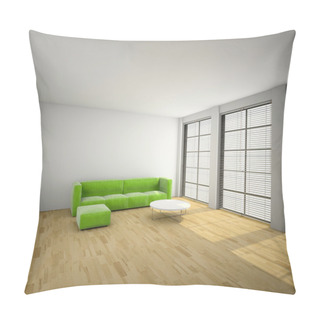 Personality  Green Sofa In The Room 3d Rendering Pillow Covers