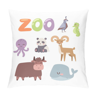 Personality  Zoo Animals Vector Set. Pillow Covers