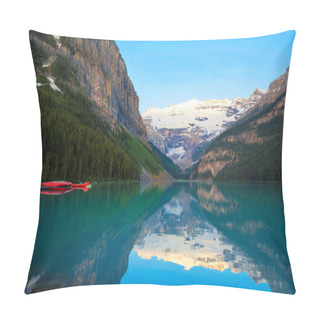 Personality  Lake Louise, Red Canoe, Banff National Park Pillow Covers