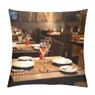 Personality  Fine Table Setting In Gourmet Restaurant Pillow Covers