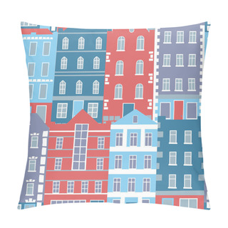 Personality  Hand Drawn Seamless Pattern With Colorful Houses Pillow Covers