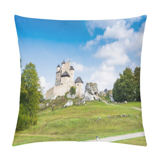 Personality  Bobolice Castle, An Old Medieval Fortress Or Royal Castle In The Village Of Bobolice, Poland Pillow Covers