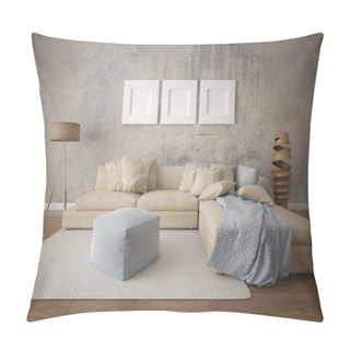 Personality  Mock Up A Perfect Living Room With A Large Corner Sofa And A Perfect Hipster Backdrop. Pillow Covers