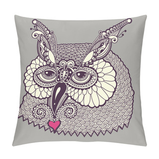Personality  Digital Drawing Of Owl Head Pillow Covers
