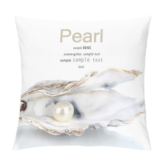 Personality  Open Oyster With Pearl Isolated On White Pillow Covers