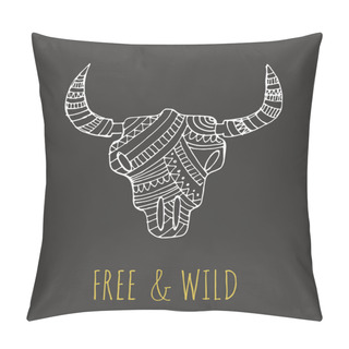 Personality  Bohemian Style Bull Skull Poster Pillow Covers