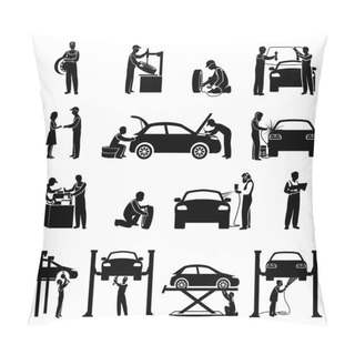 Personality  Mechanic Icons Black Pillow Covers
