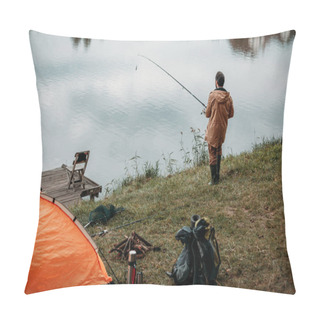Personality  Fisherman Fishing With Rod Pillow Covers