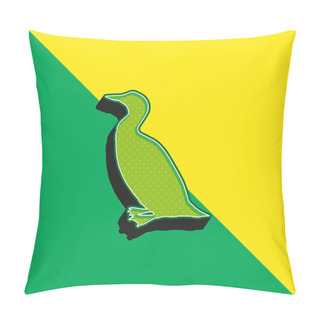 Personality  Bird Loon Shape Green And Yellow Modern 3d Vector Icon Logo Pillow Covers