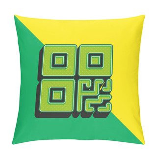 Personality  Barcode Green And Yellow Modern 3d Vector Icon Logo Pillow Covers